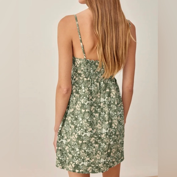 Green Reformation Martin Linen Dress, Size 4 - Picture 3 of 7